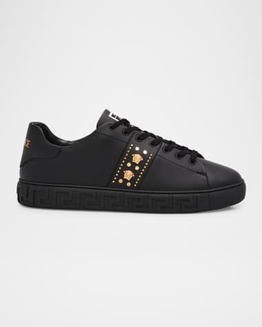 Versace Men's La Greca Leather Low-Top Sneakers