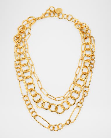 NEST Jewelry Hammered Gold Multi-Chain Necklace
