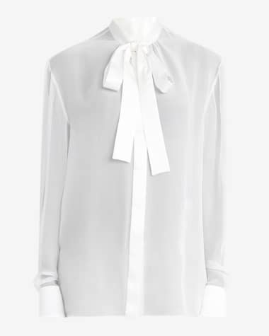Dolce&Gabbana Chiffon Button Down Neck-Tie Blouse