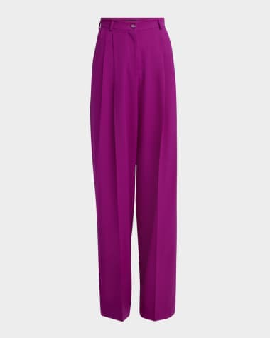 Dolce&Gabbana Double-Pleated Straight-Leg Wool Pants