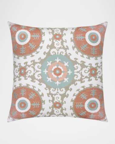 Elaine Smith Suzani Oasis Indoor/Outdoor Pillow, 22" Square