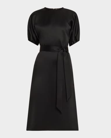 Loro Piana Bess Puff-Sleeve Satin Mireille Dress