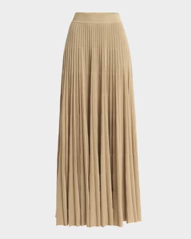 Loro Piana Luciole Pleated Knit Cashmere-Blend Maxi Skirt
