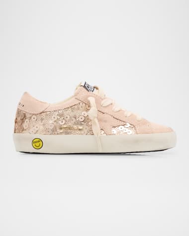 Golden Goose Girl's Exclusive Super Star Sequin Leather Low Top Sneakers, Size Toddlers/Kids