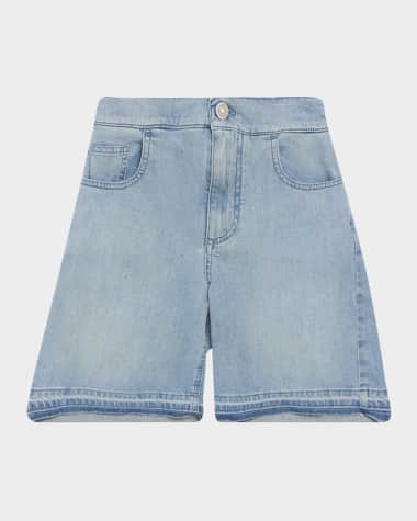 Golden Goose Boy's Journey Logo Patch Denim Shorts, Size 4-12