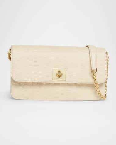 Golden Goose Gioia Lizard-Embossed Leather Shoulder Bag