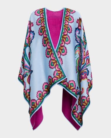 Etro Garden Paisley Reversible Wool Cape