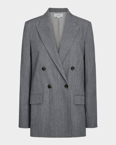 Vince Double-Breasted Wool Twill Blazer