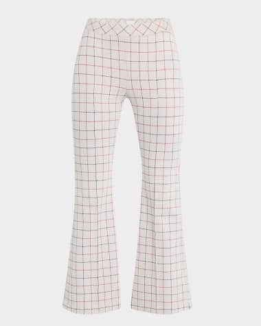Rosetta Getty Striped Windowpane Kickflare Crop Pull-On Pants