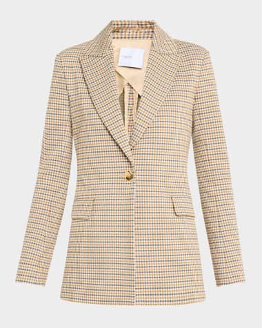 Rosetta Getty Houndstooth Double-Knit Single-Breasted Jacket