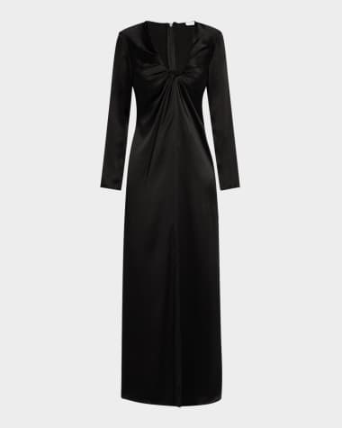 Rosetta Getty Twisted Long-Sleeve Silk Gown
