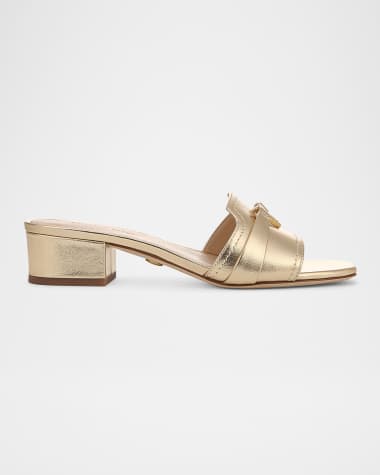 Veronica Beard Annette Metallic Medallion Mule Sandals