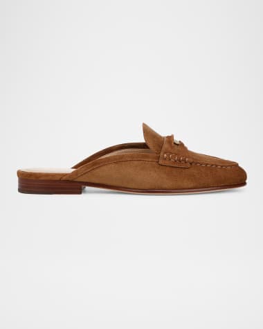 Veronica Beard Suede Penny Loafer Mules