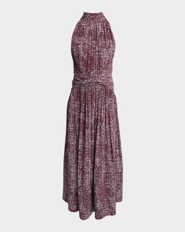 Proenza Schouler Lola Halter Printed Viscose Crepe Midi Dress
