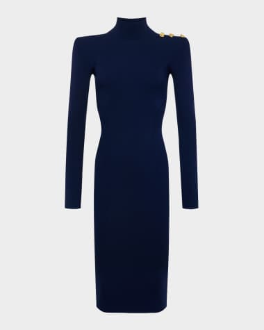 L'Agence Larelle Mock-Neck Ribbed Bodycon Dress