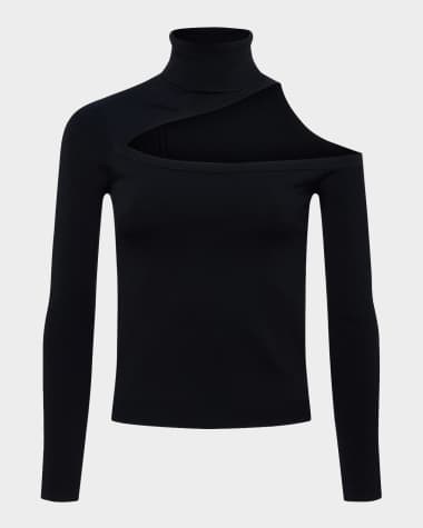 L'Agence Azia Cut-Out Turtleneck Top