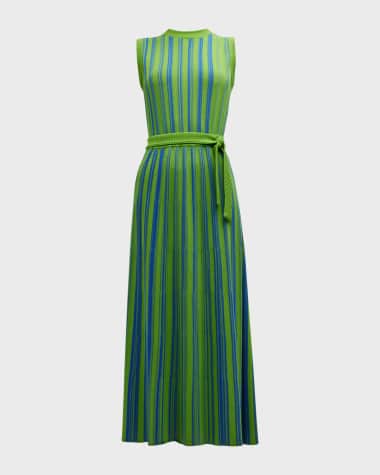 Misook Sleeveless Soft Ribbed Knit Belted Maxi Dress - Modern Fit