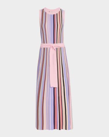 Misook Sleeveless Soft Ribbed Knit Belted Maxi Dress - Modern Fit
