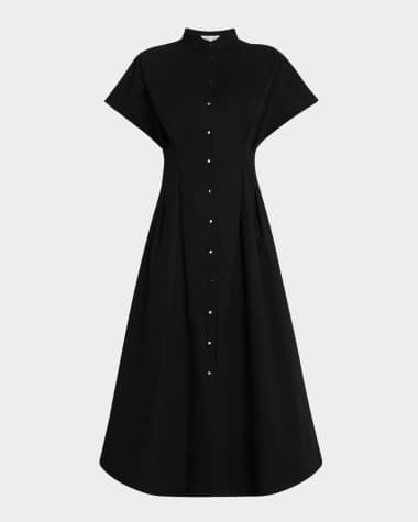 Misook Fit-&-Flare Cotton Button-Front Midi Dress - Modern Fit