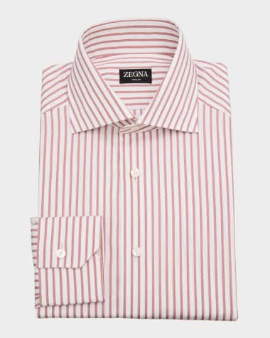 ZEGNA Men's Trecapi Cotton Stripe Dress Shirt