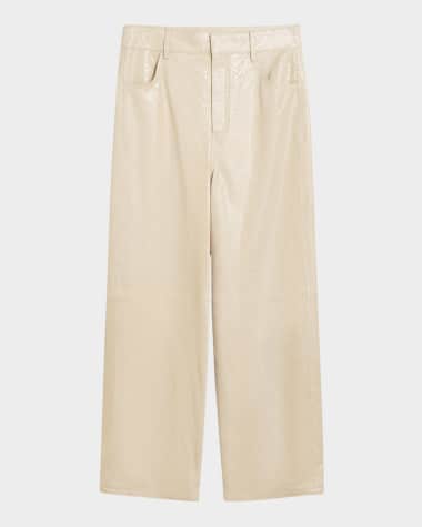 By Malene Birger Cailys Crocodile-Embossed Leather Trousers