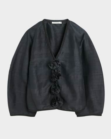 By Malene Birger Mineas Floral Applique Silk Blouse