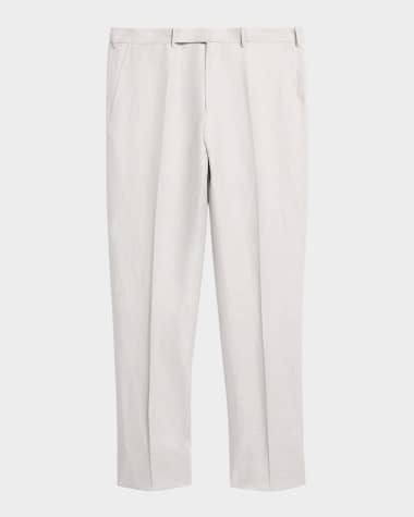 ZEGNA Men's Wool Linen Flat-Front Trousers