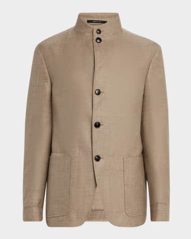 ZEGNA Men's Cashmere-Blend Basketweave Blazer