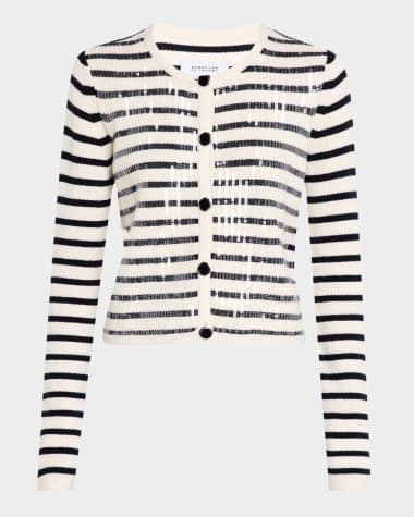 Derek Lam 10 Crosby Nebula Sequined Striped Cardigan