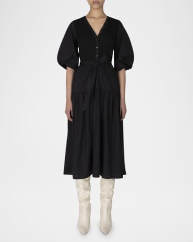 Derek Lam 10 Crosby Natalia Mixed Media Midi Dress