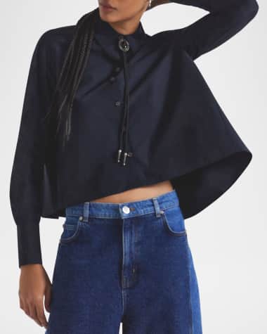 Derek Lam 10 Crosby Aria Pleated Button-Front Shirt