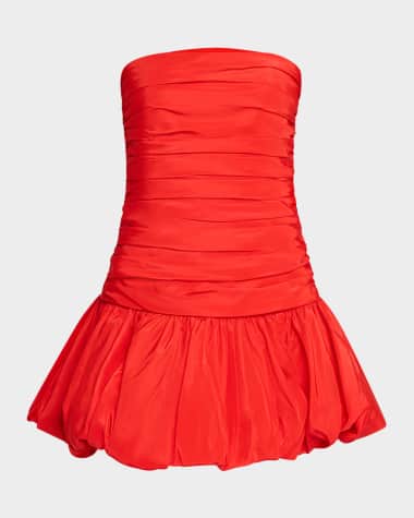 AMUR Kennedi Strapless Ruched Taffeta Mini Dress