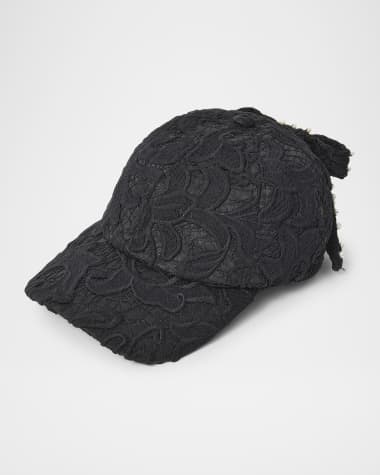 Lele Sadoughi Bow Embellished Lace Baseball Cap