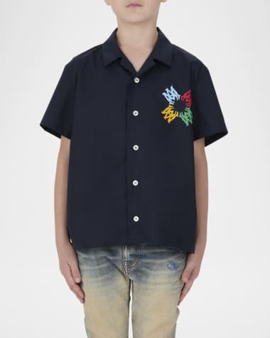 Amiri Kid's MA Quad Scribble Button-Front Shirt, Size 4-12