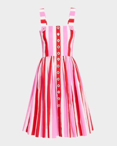 Dolce&Gabbana Stripe Poplin Sleeveless Dress