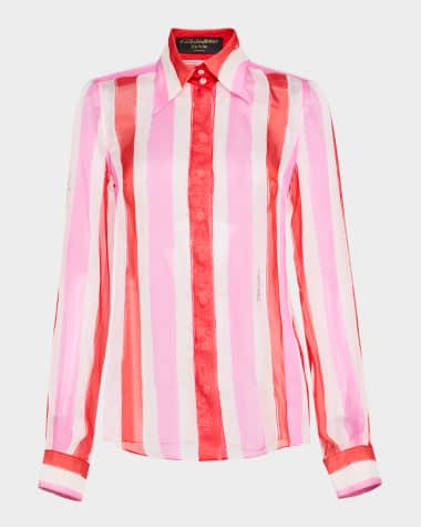 Dolce&Gabbana Stripe Button Down Chiffon Blouse