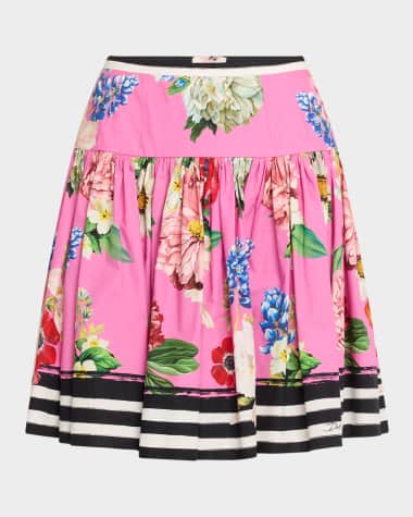 Dolce&Gabbana Floral Striped Flare Mini Skirt