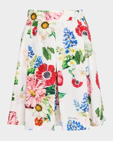Dolce&Gabbana Floral Poplin Pleated Bermuda Shorts