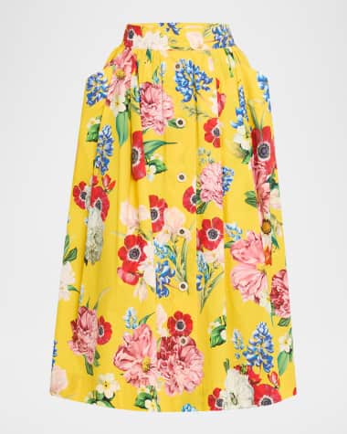 Dolce&Gabbana Floral Pleated Poplin Midi Skirt