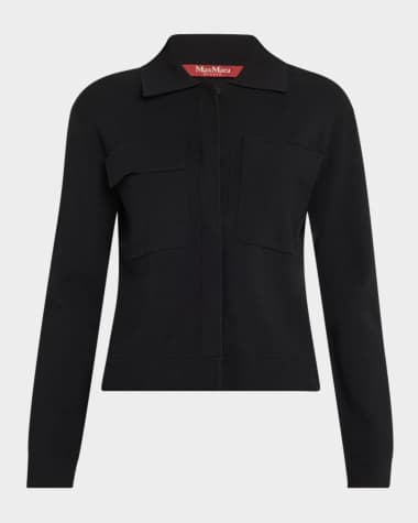 Max Mara Studio Mito Spread-Collar Knit Jacket