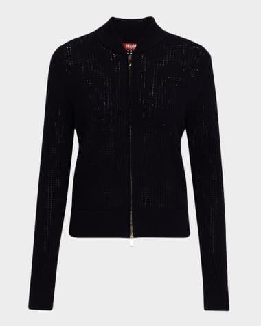 Max Mara Studio Cobalto Zip-Front Knit Jacket