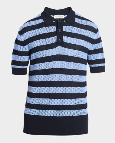 Dries Van Noten Men's Mercy Striped Knit Polo Shirt