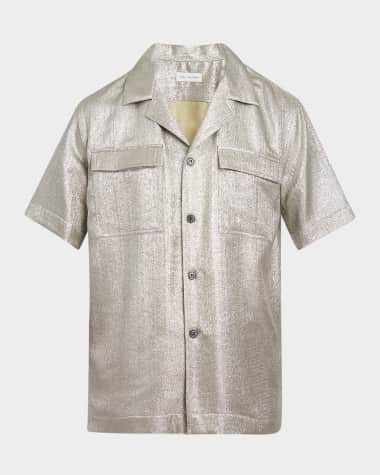 Dries Van Noten Men's Cameron Metallic Camp Shirt