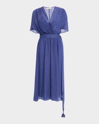 Vanessa Bruno Edjie Crinkled Viscose Chiffon Midi Wrap Dress