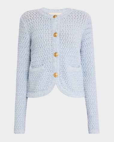 Vanessa Bruno Button-Down Open Cable Cardigan
