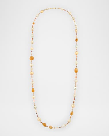 Belpearl 18K Yellow Gold South Sea Pearl and Sapphire Necklace, 42"L