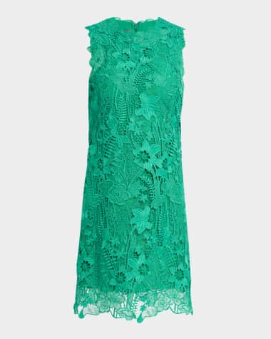 Monique Lhuillier Sleeveless Lace Mini Shift Dress