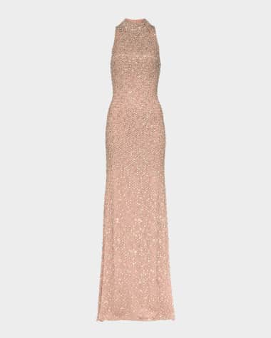 Jenny Packham Juno Crystal Mock-Neck Sleeveless Gown