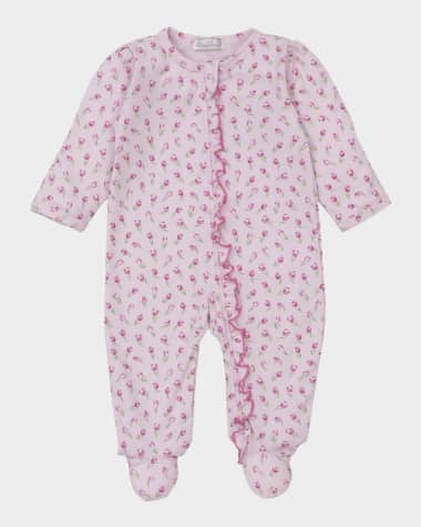 Kissy Kissy Girl's Tulip Blossoms Ruffle Trim Footie, Size Newborn-9M