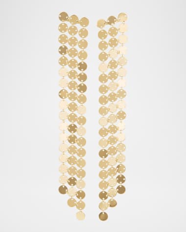 LANA 14K Yellow Gold 3-Strand Long Laser Disc Chainmail Fringe Earrings